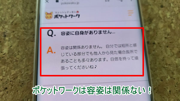 ポケットワークは容姿に自信がなくても大丈夫